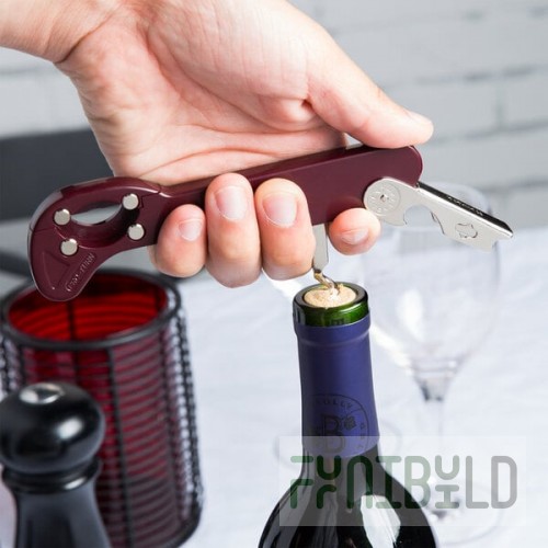 Franmara 2034-03 Boomerang Customizable Waiter's Corkscrew with Burgundy Handle