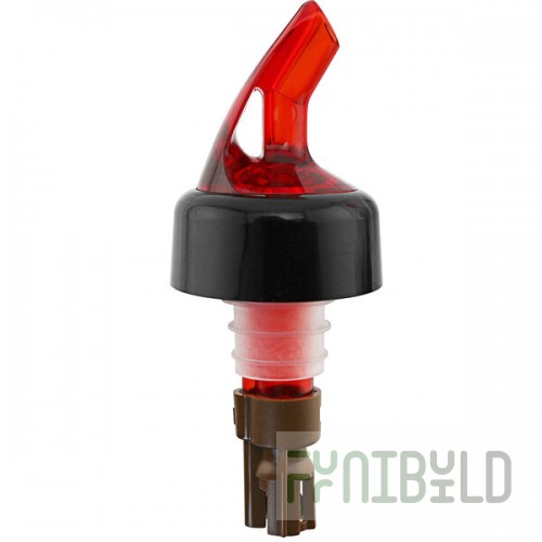 Franmara Bar-Pro 0.25 oz. Red Spout / Brown Tail Measured Liquor Pourer with Collar 8750 BU - 12/Pack