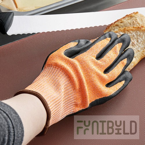 Mercer Culinary M33425L Millennia® Orange A4 Level Cut-Resistant Food Processing Gloves - Large - Pair