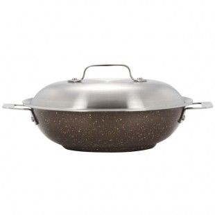 Bon Chef 60006COFFEE Cucina 3.5 Qt. Coffee Stainless Steel Induction Brazier Pan with Lid Bon Chef 60006COFFEE Cucina 3.5 Qt. Coffee Stainless Steel Induction Brazier Pan with Lid