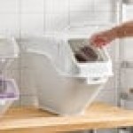 Baker's Lane 6.3 Gallon / 100 Cup Shelf Ingredient Bin with Flip Lid, Label Sheet, and Scoop Baker's Lane 6.3 Gallon / 100 Cup Shelf Ingredient Bin with Flip Lid, Label Sheet, and Scoop