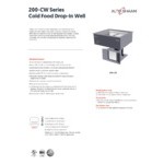 Alto-Shaam 200-CW 2 Pan Refrigerated Drop-In Cold Food Well Alto-Shaam 200-CW 2 Pan Refrigerated Drop-In Cold Food Well
