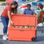 CaterGator CG100CLW Coral 110 Qt. Mobile Rotomolded Outdoor Cooler / Ice Chest