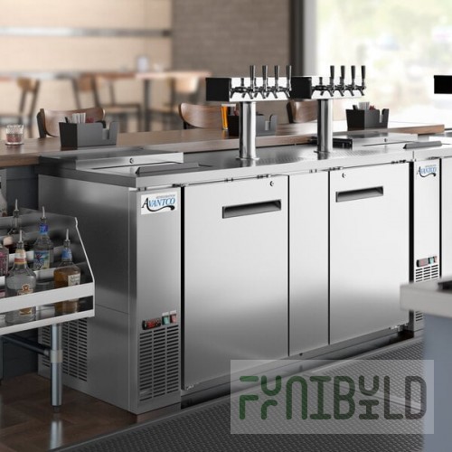 Avantco UDD-3-CT-S-8 Stainless Steel Kegerator / Beer Dispenser with (2) Quadruple Tap Tower and Club Top - (3) 1/2 Keg Capacity