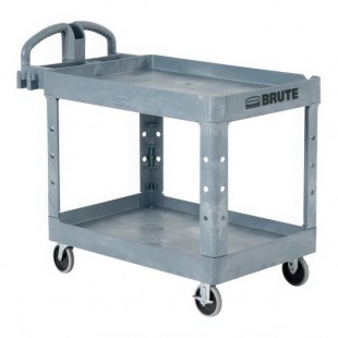 Rubbermaid® 2192463 BRUTE Gray Large Lipped Two Shelf Utility Cart with Ergonomic Handle
