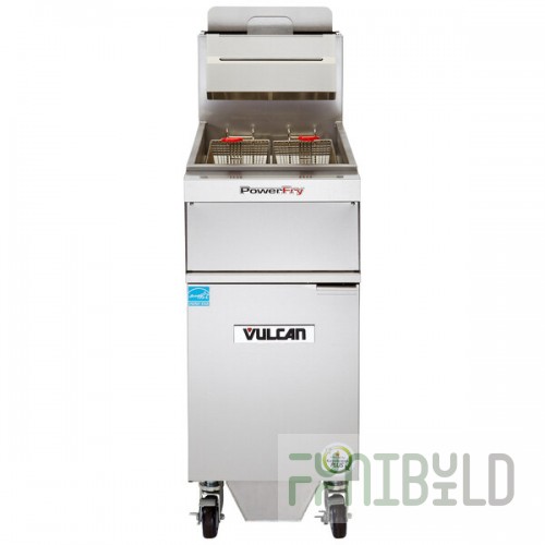 Vulcan 1VK65AF-1 PowerFry5 65-70 lb. Natural Gas Floor Fryer with Solid State Analog Controls and KleenScreen Filtration System - 80,000 BTU