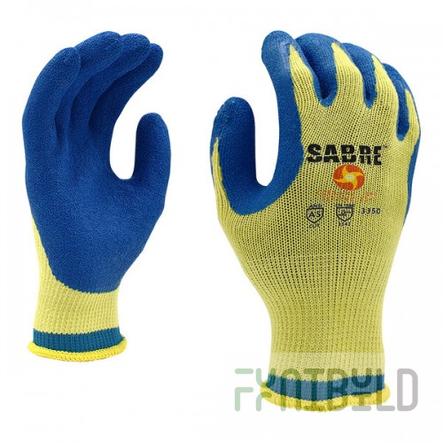 Cordova Sabre 10 Gauge CCT Gloves with Blue Crinkle Latex Palm Coating - Extra Large - 12/Pack