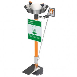 Guardian Equipment G1825HFC Pedestal Mounted Eyewash Station with Stainless Steel Bowl, Cover, and Hand/Foot Control