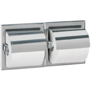 Bobrick B-6997 Recessed Double Toilet Tissue Dispenser with Stainless Steel Hood and Satin Finish Bobrick B-6997 Recessed Double Toilet Tissue Dispenser with Stainless Steel Hood and Satin Finish