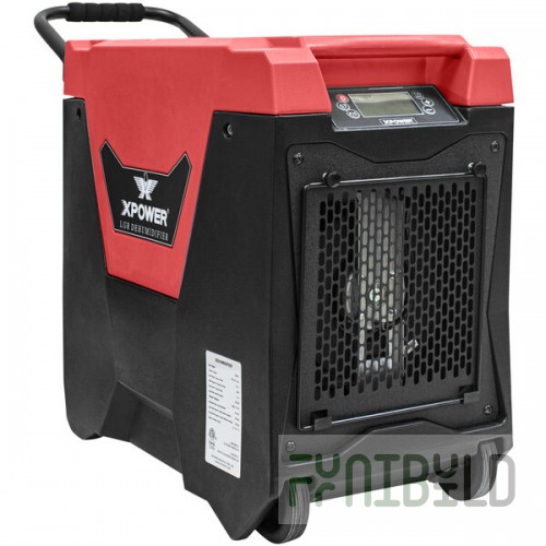 XPOWER XD-85L2-Red 145 Pint Commercial Dehumidifier with Automatic Purge Pump, Drainage Hose, Storage Compartment, and Wheels