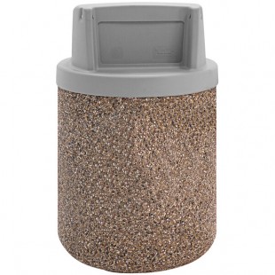 Wausau Tile TF1170 42 Gallon Concrete Round Trash Can with Plastic Push-Door Top Wausau Tile TF1170 42 Gallon Concrete Round Trash Can with Plastic Push-Door Top