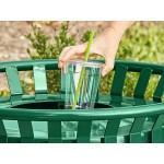 Lancaster Table & Seating 36 Gallon Heavy-Duty Round Green Steel Slatted Outdoor Trash Can with Flat Lid