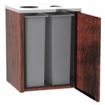 Lakeside 3418RM Stainless Steel Rectangular Refuse (2) / Recycle / Paper Station with Top Access and Red Maple Laminate Finish - 48 1/2
