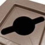 Commercial Zone 746363 Polytec 42 Gallon Nuthatch Brown Square Recycling Bin with Mixed Recycling Slot