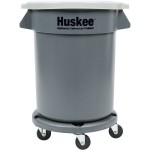 Continental Huskee 20 Gallon Gray Round Trash Can, Lid, and Dolly Kit Continental Huskee 20 Gallon Gray Round Trash Can, Lid, and Dolly Kit