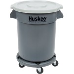 Continental Huskee 20 Gallon Gray Round Trash Can, Lid, and Dolly Kit Continental Huskee 20 Gallon Gray Round Trash Can, Lid, and Dolly Kit