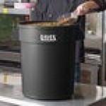 Lavex 20 Gallon Black Round Commercial Trash Can / Ingredient Bin