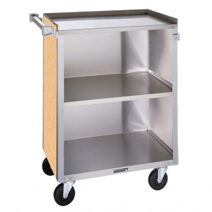 Lakeside 810HRM 3 Shelf Medium Duty Stainless Steel Utility Cart with Enclosed Base and Hard Rock Maple Finish - 16 7/8 Lakeside 810HRM 3 Shelf Medium Duty Stainless Steel Utility Cart with Enclosed Base and Hard Rock Maple Finish - 16 7/8