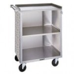 Lakeside 810HRM 3 Shelf Medium Duty Stainless Steel Utility Cart with Enclosed Base and Hard Rock Maple Finish - 16 7/8 Lakeside 810HRM 3 Shelf Medium Duty Stainless Steel Utility Cart with Enclosed Base and Hard Rock Maple Finish - 16 7/8