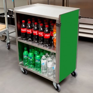 Lakeside 610G Standard-Duty Stainless Steel Three Shelf Utility Cart with Enclosed Base and Green Laminate Finish - 16 1/2