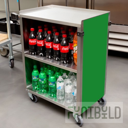 Lakeside 610G Standard-Duty Stainless Steel Three Shelf Utility Cart with Enclosed Base and Green Laminate Finish - 16 1/2