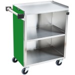 Lakeside 610G Standard-Duty Stainless Steel Three Shelf Utility Cart with Enclosed Base and Green Laminate Finish - 16 1/2 Lakeside 610G Standard-Duty Stainless Steel Three Shelf Utility Cart with Enclosed Base and Green Laminate Finish - 16 1/2