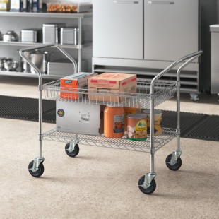 Regency Chrome One Shelf and One Basket Utility Cart - 24 Regency Chrome One Shelf and One Basket Utility Cart - 24