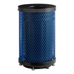 Lancaster Table & Seating 36 Gallon Heavy-Duty Round Blue Expanded Steel Outdoor Trash Can with Flat Lid