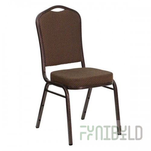 Flash Furniture FD-C01-COPPER-008-T-02-GG Hercules Brown Pattern Fabric Crown Back Stackable Banquet Chair with Copper Vein Frame