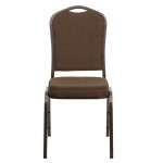 Flash Furniture FD-C01-COPPER-008-T-02-GG Hercules Brown Pattern Fabric Crown Back Stackable Banquet Chair with Copper Vein Frame