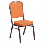 Flash Furniture FD-C01-COPPER-008-T-02-GG Hercules Brown Pattern Fabric Crown Back Stackable Banquet Chair with Copper Vein Frame