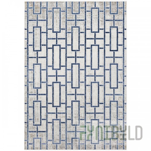 Abani Atlas Collection 4' x 6' Blue / Gray Contemporary Seamless Rectangle Area Rug