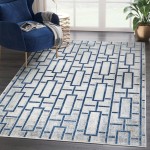Abani Atlas Collection 4' x 6' Blue / Gray Contemporary Seamless Rectangle Area Rug