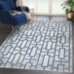 Abani Atlas Collection 4' x 6' Blue / Gray Contemporary Seamless Rectangle Area Rug