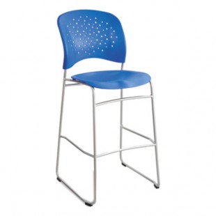Safco 6806BU Reve Blue Plastic Stackable Bistro Chair with Sled Base Safco 6806BU Reve Blue Plastic Stackable Bistro Chair with Sled Base