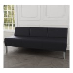 Lesro Luxe Lounge Series Patriot Plus Black Vinyl 3-Seat Sofa with Steel Legs Lesro Luxe Lounge Series Patriot Plus Black Vinyl 3-Seat Sofa with Steel Legs