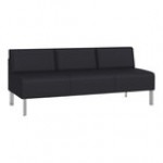 Lesro Luxe Lounge Series Patriot Plus Black Vinyl 3-Seat Sofa with Steel Legs Lesro Luxe Lounge Series Patriot Plus Black Vinyl 3-Seat Sofa with Steel Legs