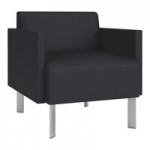 Lesro Luxe Lounge Series Patriot Plus Black Vinyl 3-Seat Sofa with Steel Legs Lesro Luxe Lounge Series Patriot Plus Black Vinyl 3-Seat Sofa with Steel Legs