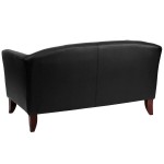 Flash Furniture 111-2-BK-GG Hercules Imperial Black Leather Loveseat with Wooden Feet