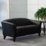 Flash Furniture 111-2-BK-GG Hercules Imperial Black Leather Loveseat with Wooden Feet