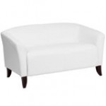 Flash Furniture 111-2-BK-GG Hercules Imperial Black Leather Loveseat with Wooden Feet