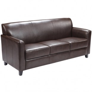 Flash Furniture BT-827-3-BN-GG Hercules Diplomat Brown Leather Sofa with Wooden Feet Flash Furniture BT-827-3-BN-GG Hercules Diplomat Brown Leather Sofa with Wooden Feet