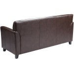 Flash Furniture BT-827-3-BN-GG Hercules Diplomat Brown Leather Sofa with Wooden Feet Flash Furniture BT-827-3-BN-GG Hercules Diplomat Brown Leather Sofa with Wooden Feet