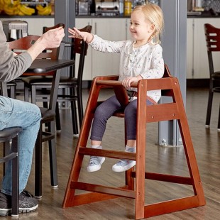 Lancaster Table & Seating Standard Height Wooden High Chair with Mahogany Finish - Unassembled Lancaster Table & Seating Standard Height Wooden High Chair with Mahogany Finish - Unassembled