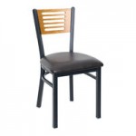 BFM Seating Espy Sand Black Customizable Metal Side Chair with Cherry Wooden Back and 2