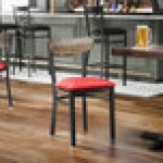 Lancaster Table & Seating Boomerang Black Finish Chair with Red Vinyl Seat and Driftwood Back - Unassembled Lancaster Table & Seating Boomerang Black Finish Chair with Red Vinyl Seat and Driftwood Back - Unassembled