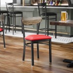 Lancaster Table & Seating Boomerang Black Finish Chair with Red Vinyl Seat and Driftwood Back - Unassembled Lancaster Table & Seating Boomerang Black Finish Chair with Red Vinyl Seat and Driftwood Back - Unassembled