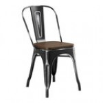 Lancaster Table & Seating Alloy Distressed Onyx Black Indoor Cafe Chair with Gray Wood Seat Lancaster Table & Seating Alloy Distressed Onyx Black Indoor Cafe Chair with Gray Wood Seat