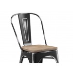 Lancaster Table & Seating Alloy Distressed Onyx Black Indoor Cafe Chair with Gray Wood Seat Lancaster Table & Seating Alloy Distressed Onyx Black Indoor Cafe Chair with Gray Wood Seat