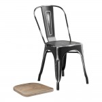 Lancaster Table & Seating Alloy Distressed Onyx Black Indoor Cafe Chair with Gray Wood Seat Lancaster Table & Seating Alloy Distressed Onyx Black Indoor Cafe Chair with Gray Wood Seat